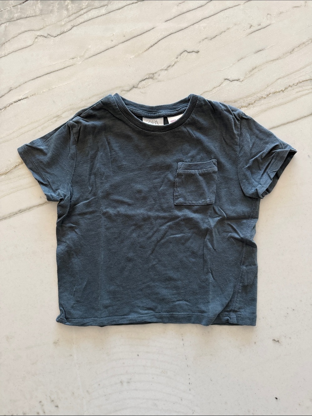 Zara Toddler Boys Slate Blue Pocket Tee